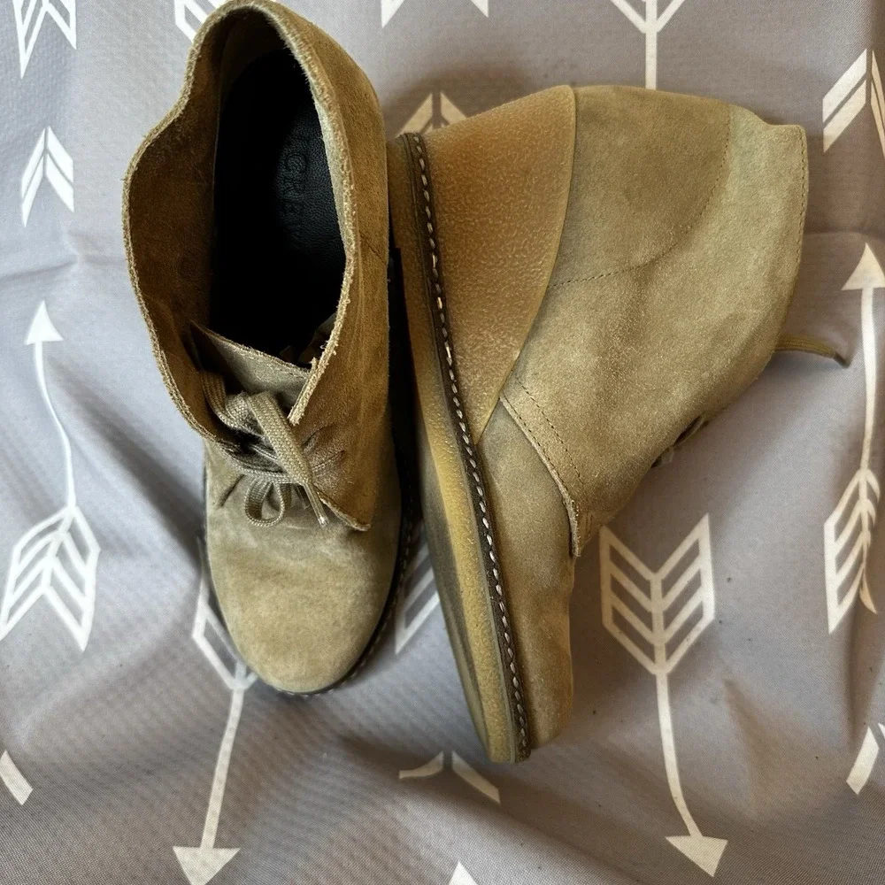 J. Crew Women's‎ Suede Leather McAllister Wedge Boots Sz 7 Sand Lace Up EUC $199